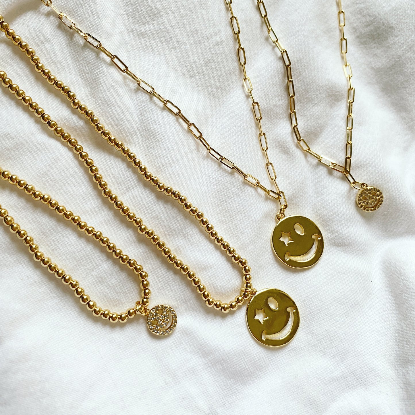 Pave Smiley Charm Necklace