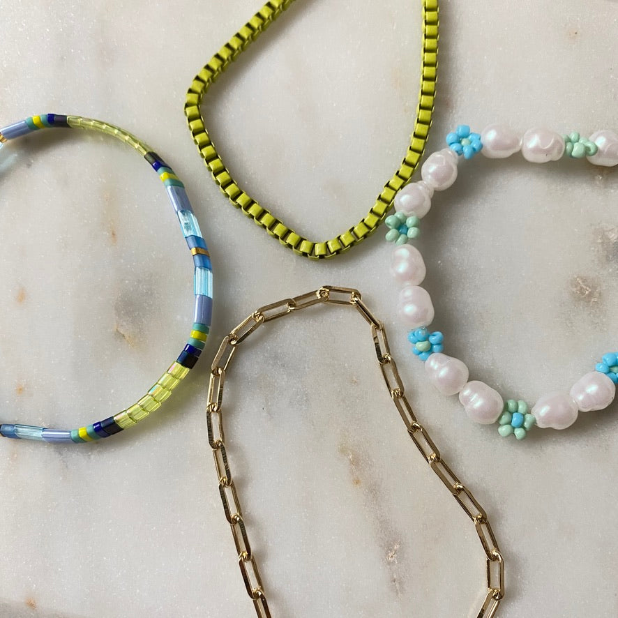 Floral Lime Bracelet Stack