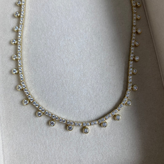 Bezel Drop Tennis Necklace