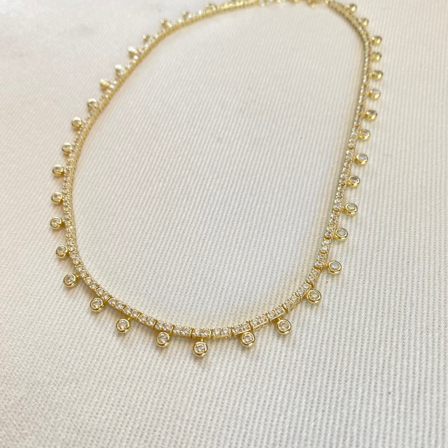 Bezel Drop Tennis Necklace