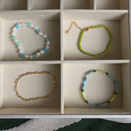 Floral Lime Bracelet Stack