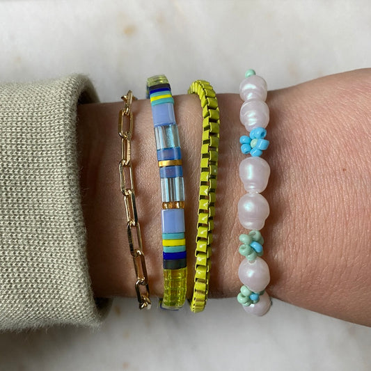 Floral Lime Bracelet Stack