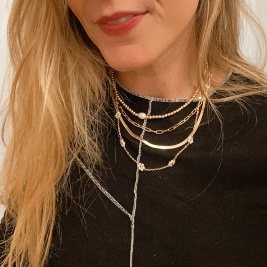 Gold Ball Pearl Necklace