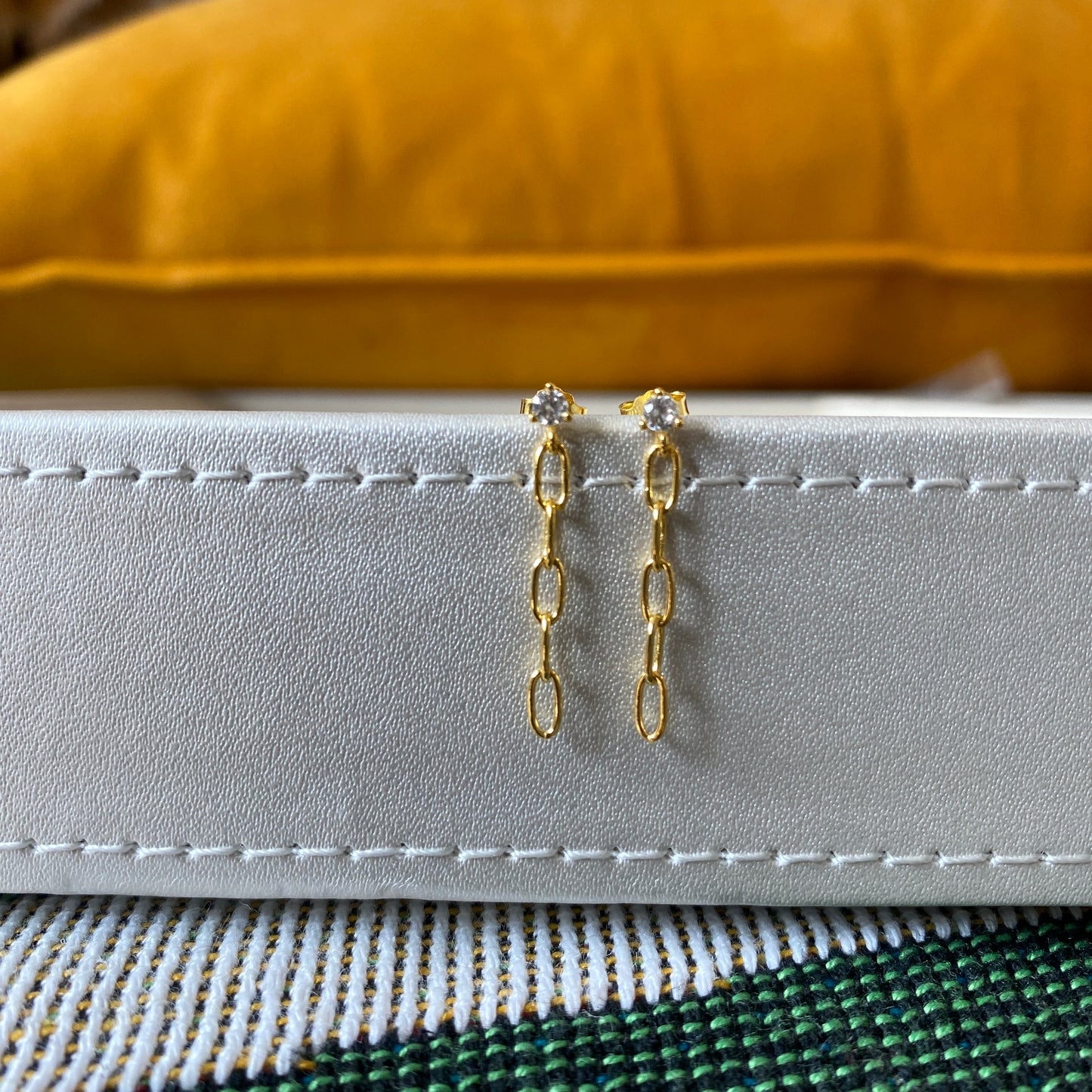 Stud Drop Chain Earrings