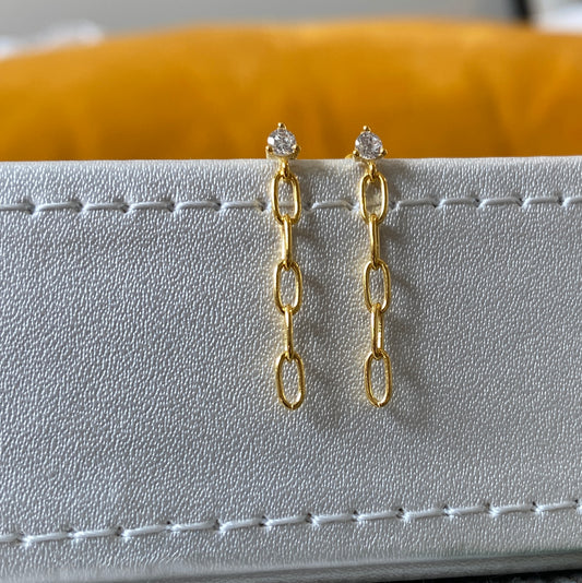 Stud Drop Chain Earrings