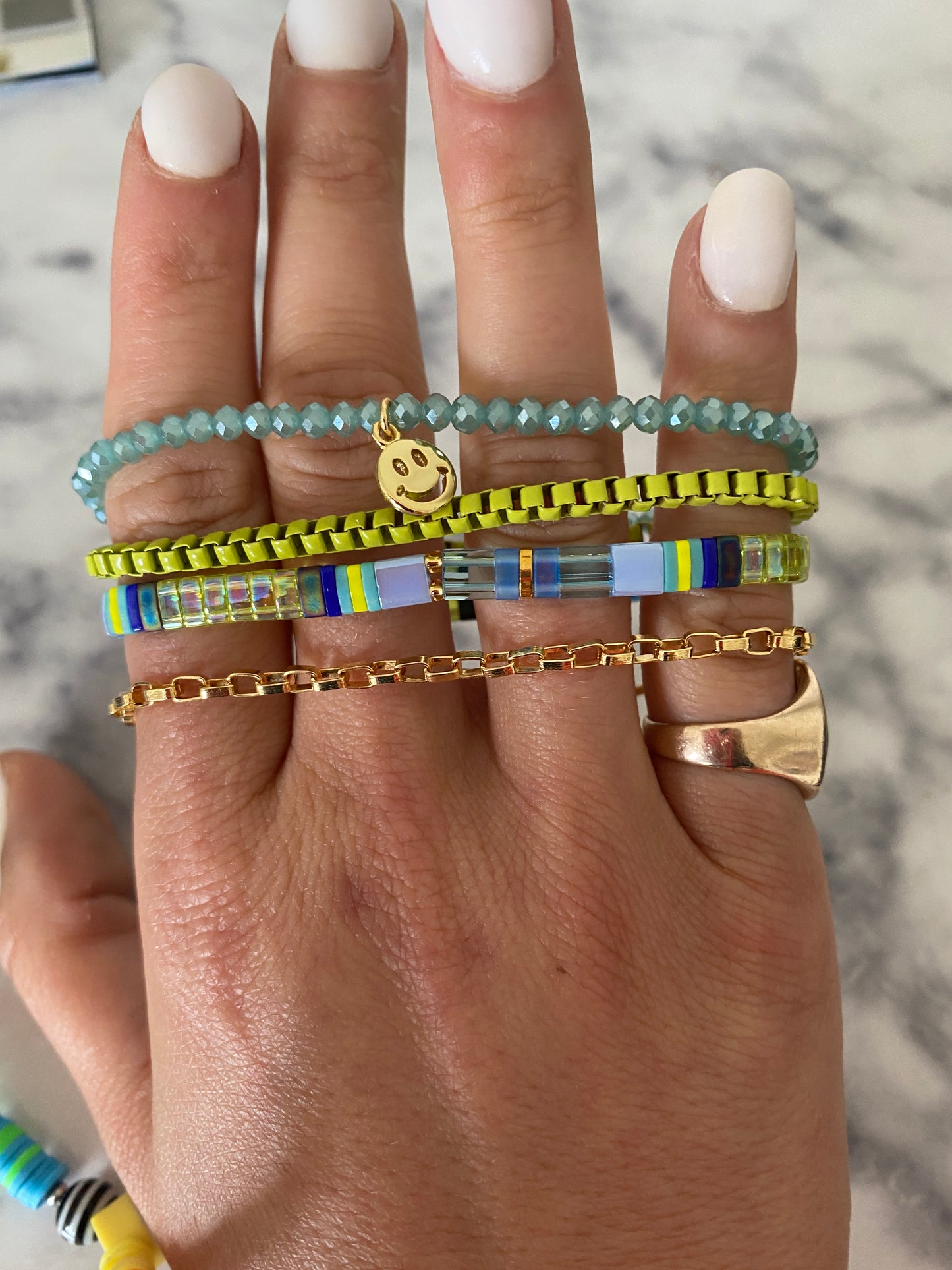 Smiley Lime Bracelet Stack