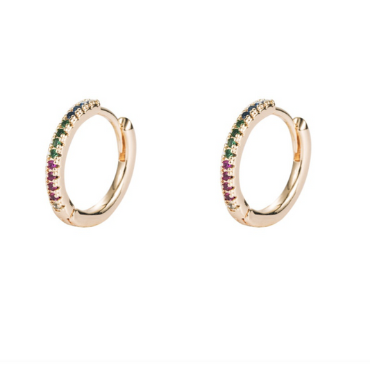 Gold Pave Rainbow Hoops