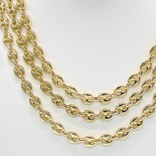 Puff Button, Gucci Style Chain Necklace