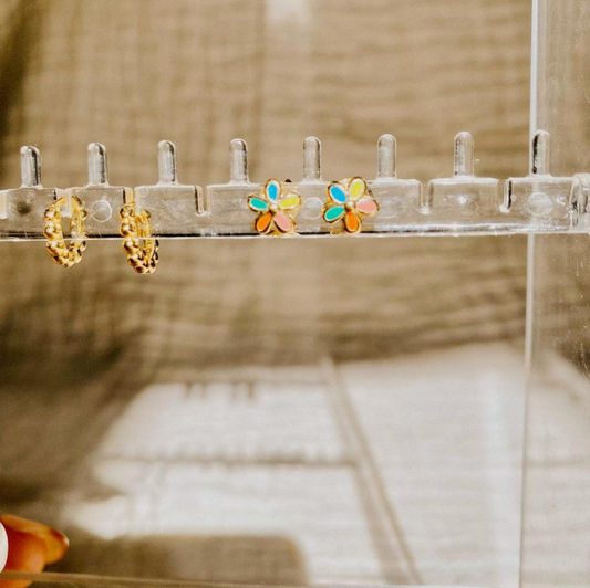 Rainbow Enamel Daisy Studs