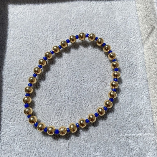 Blue Gold Ball Beaded Bracelet
