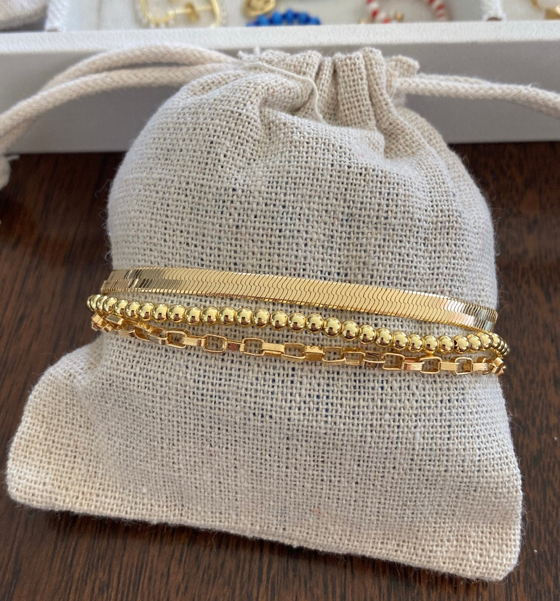 Gold Chain Bracelet Stack