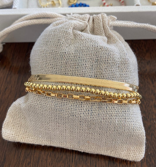 Gold Chain Bracelet Stack