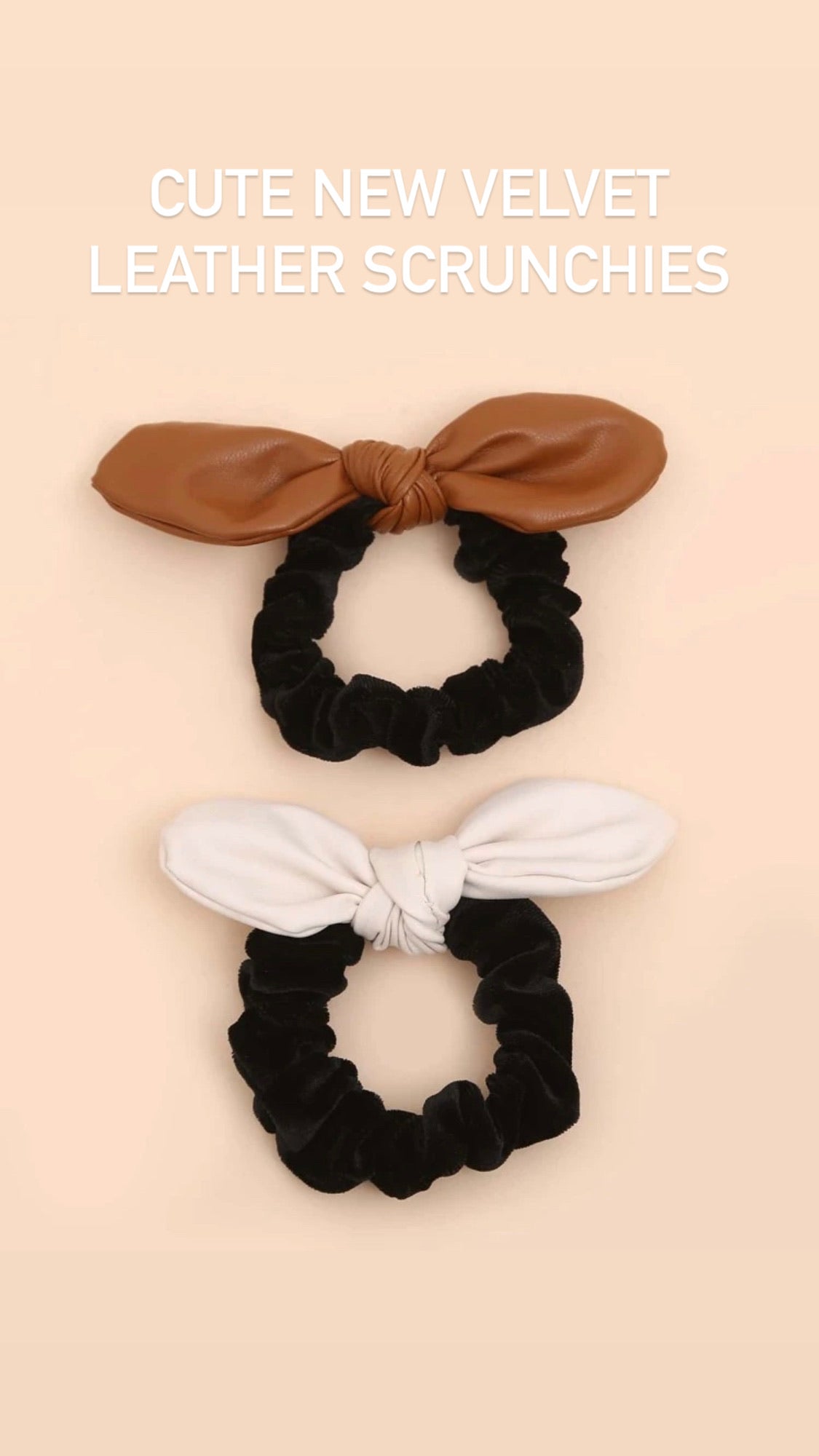 Leather Velvet Scrunchie Set