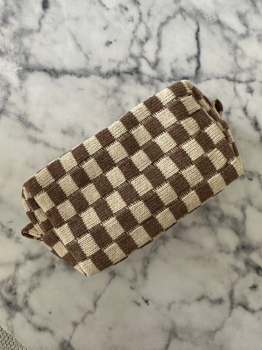Checkered Knit Pouch