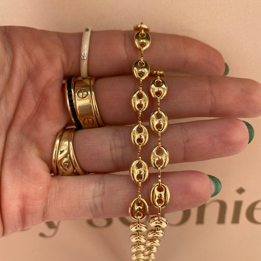 Puff Button, Gucci Style Chain Necklace