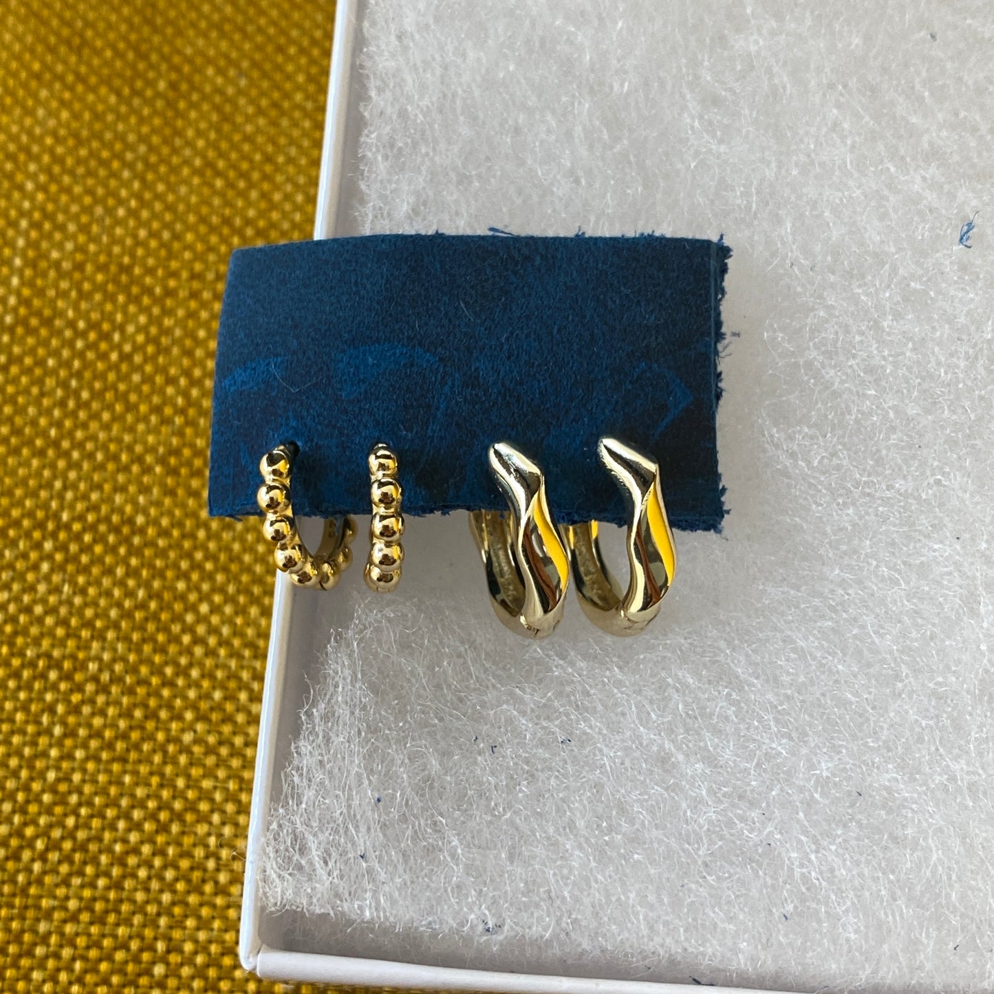 Mini Gold Ball Huggies Set