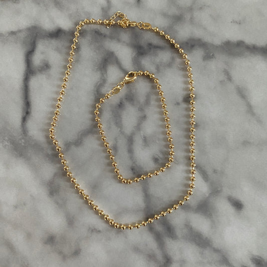 Ball Chain Choker Necklace + Bracelet Stack