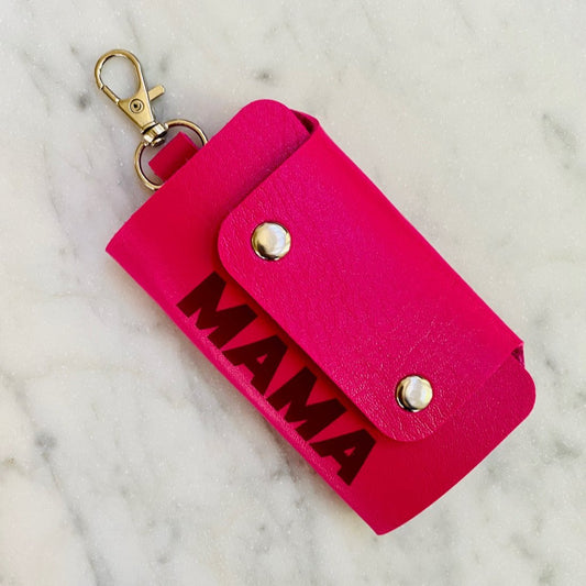Pink Leather Key Chain Wallet