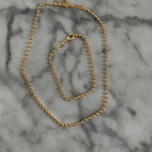 Ball Chain Choker Necklace + Bracelet Stack