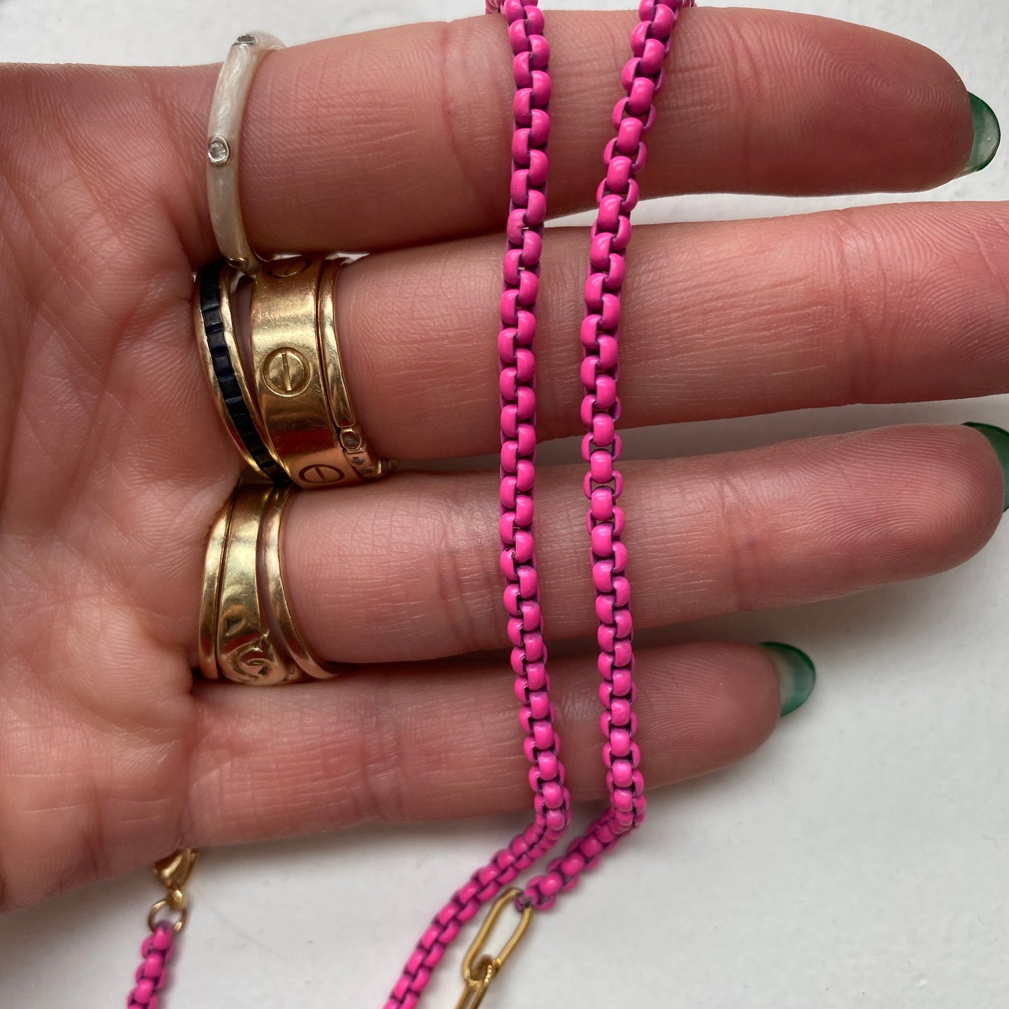Pink Enamel Chain Necklace