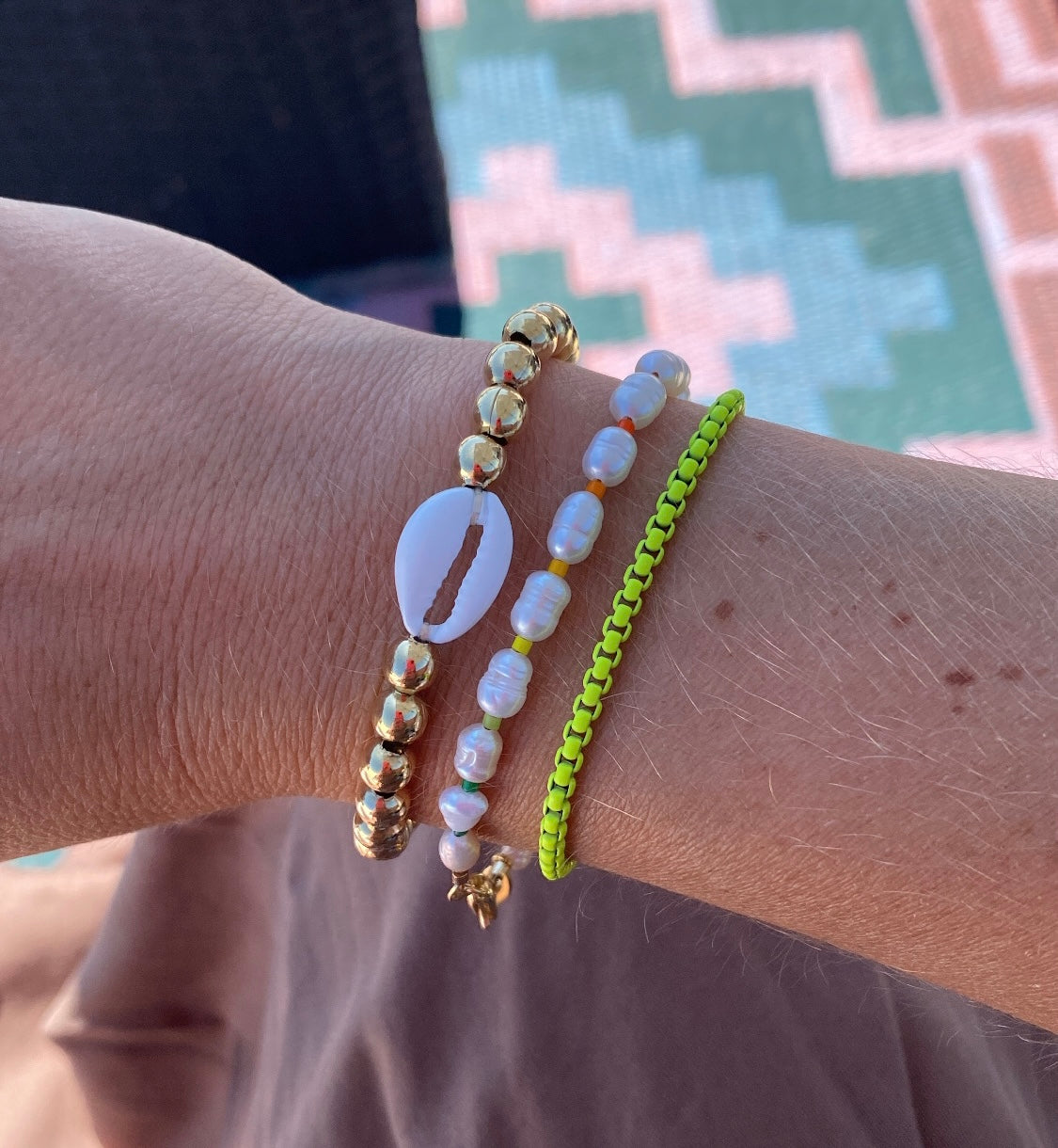 Handmade Pearl Rainbow Beaded Bracelet