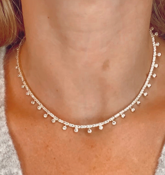 Bezel Drop Tennis Necklace