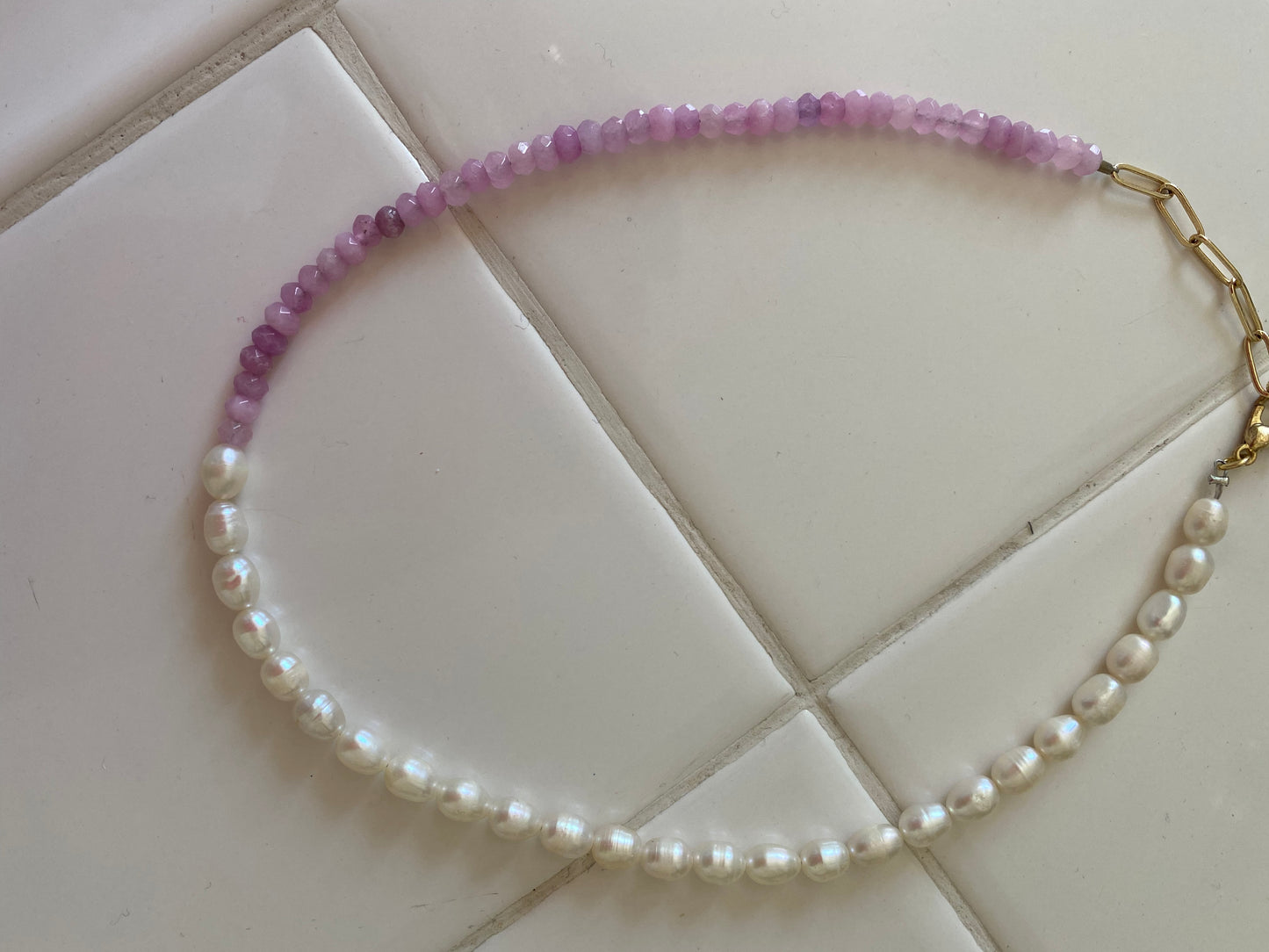 Gemstone Beaded Pearl Necklace