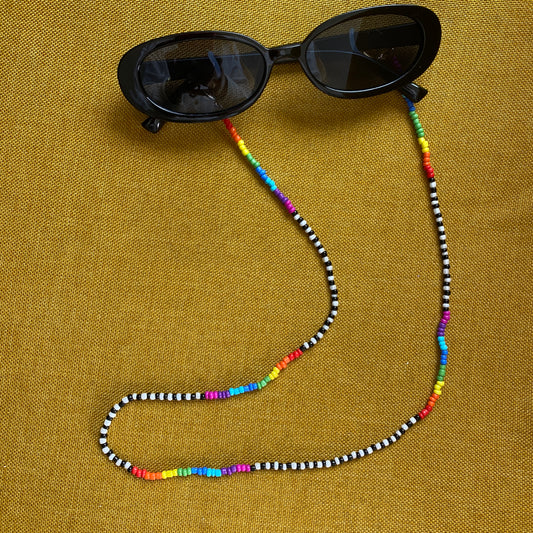 Black and White Rainbow Beaded Glasses Chain