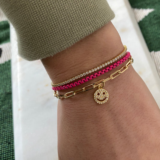 Neon Smiley Bracelet Stack