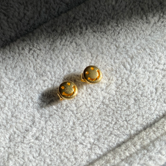 Mini Gold Smiley Stud Earrings
