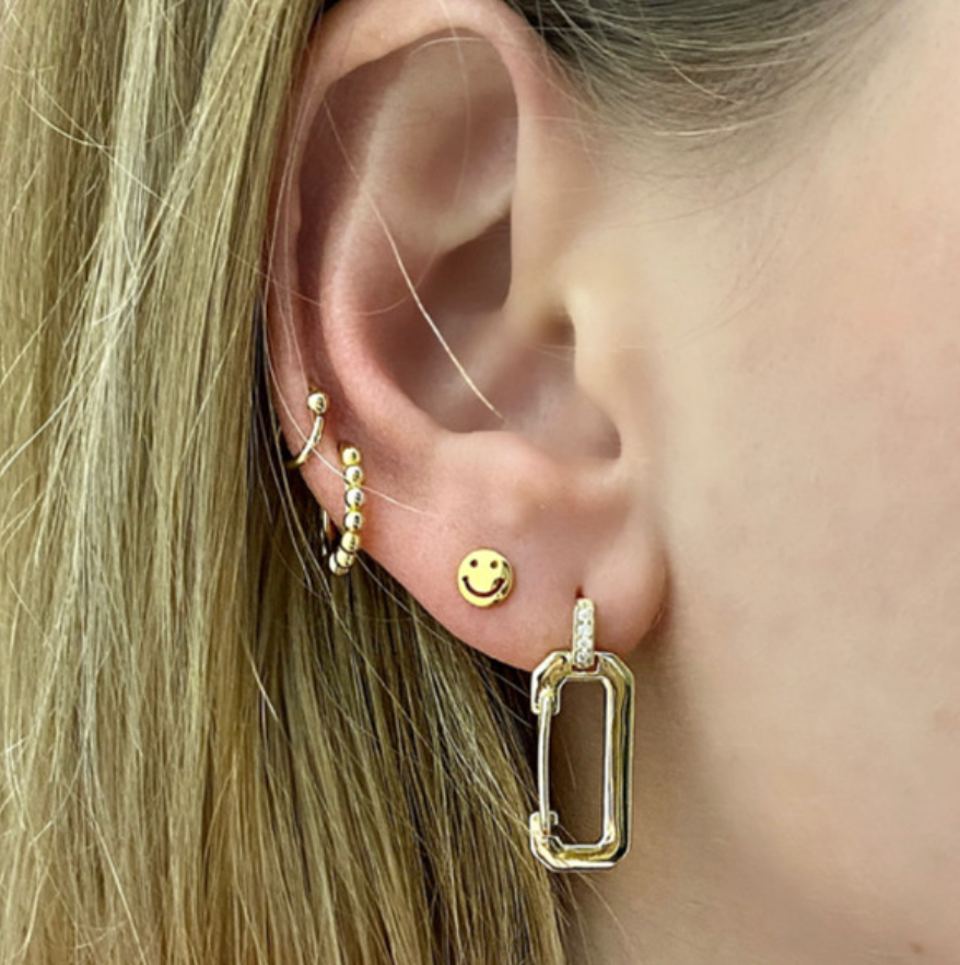 Mini Gold Smiley Stud Earrings