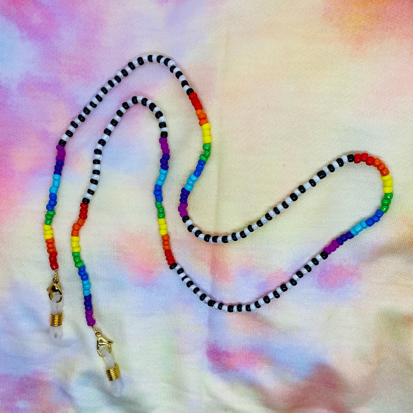 Black and White Rainbow Beaded Chain
