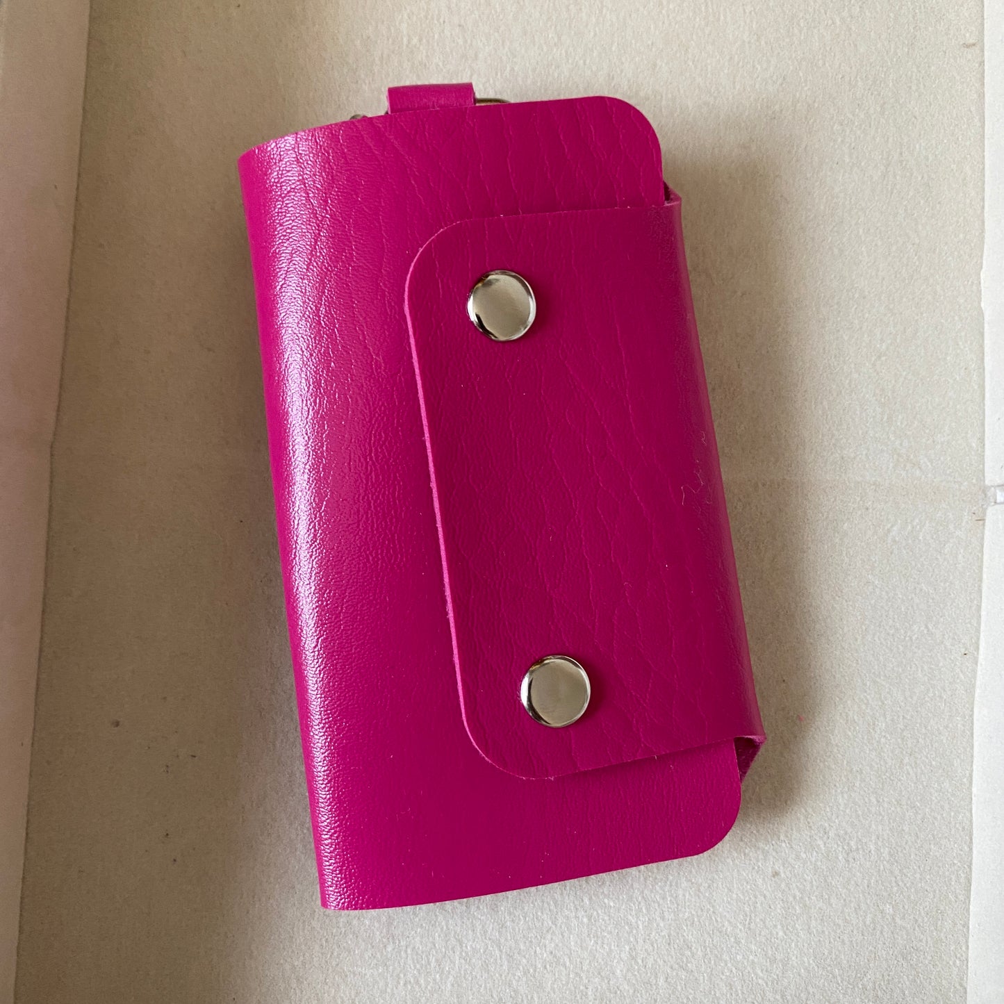 Pink Leather Key Chain Wallet