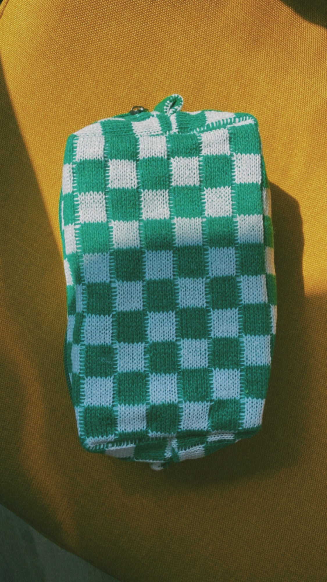 Checkered Knit Pouch