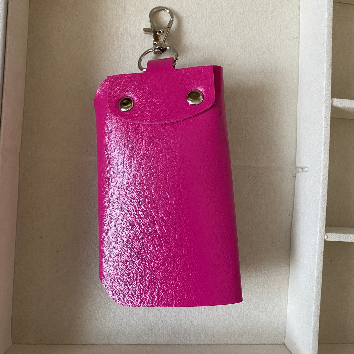 Pink Leather Key Chain Wallet